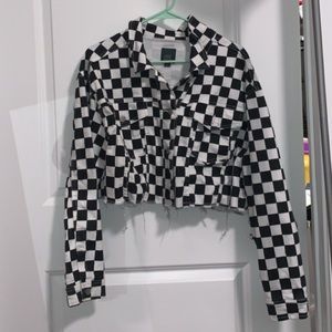 Checkered Cropped Jacket